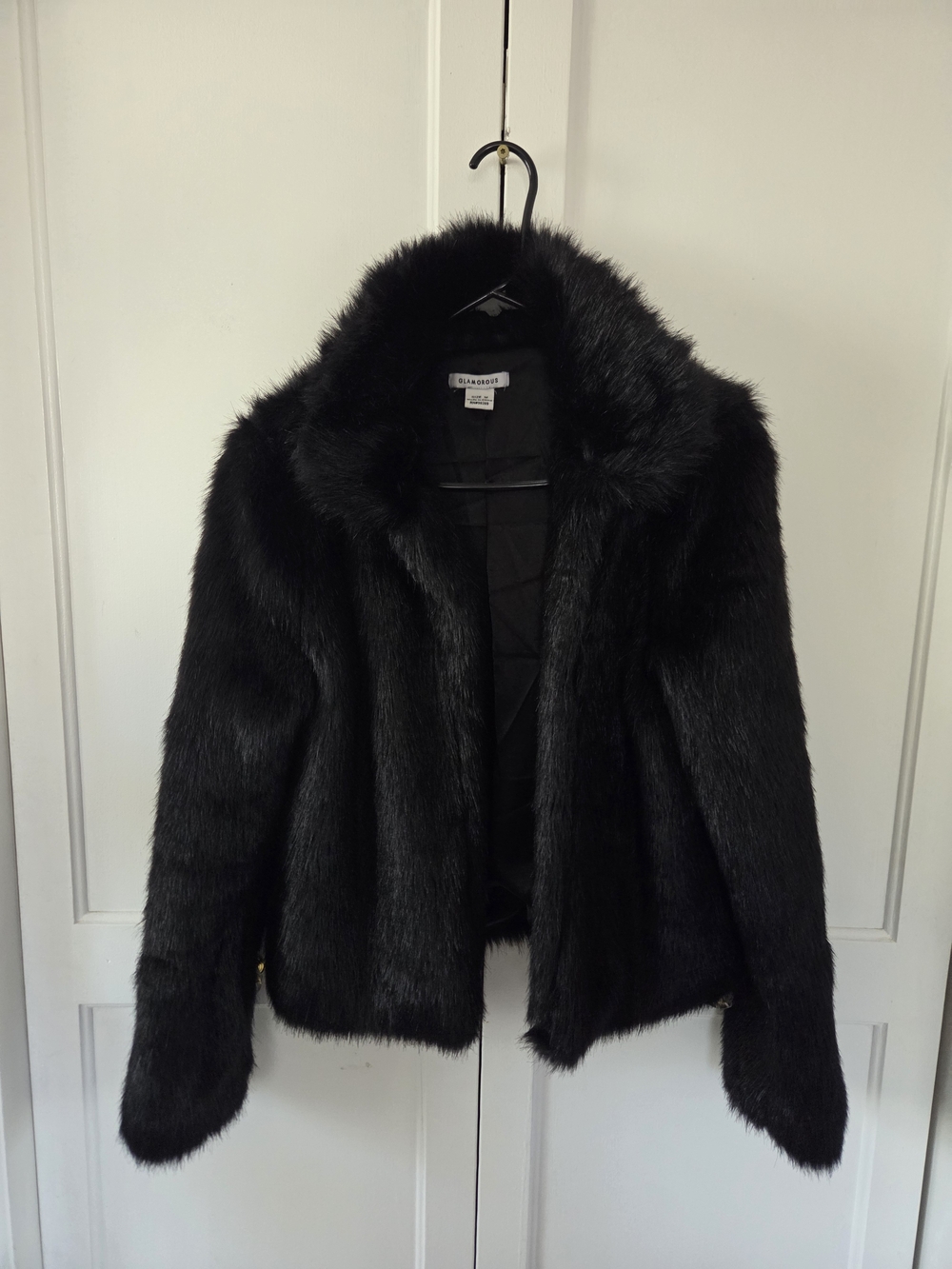 Black Faux Fur Jacket - Glamorous Short Coat